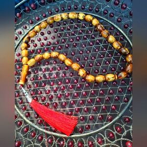 51.18gr Egg Yolk Antique Natural Royal Kahraman Amber Islamic Rosary Prayer Bead